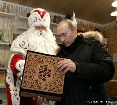 Putin is Santa Claus's equal in terms of the number of good deeds he has done