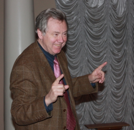 Alexander Serikov speaking at a lecture series . "The organiser of the lecture series and its host, A.A. Serikov, did not miss the chance to talk with those who had gathered. And h