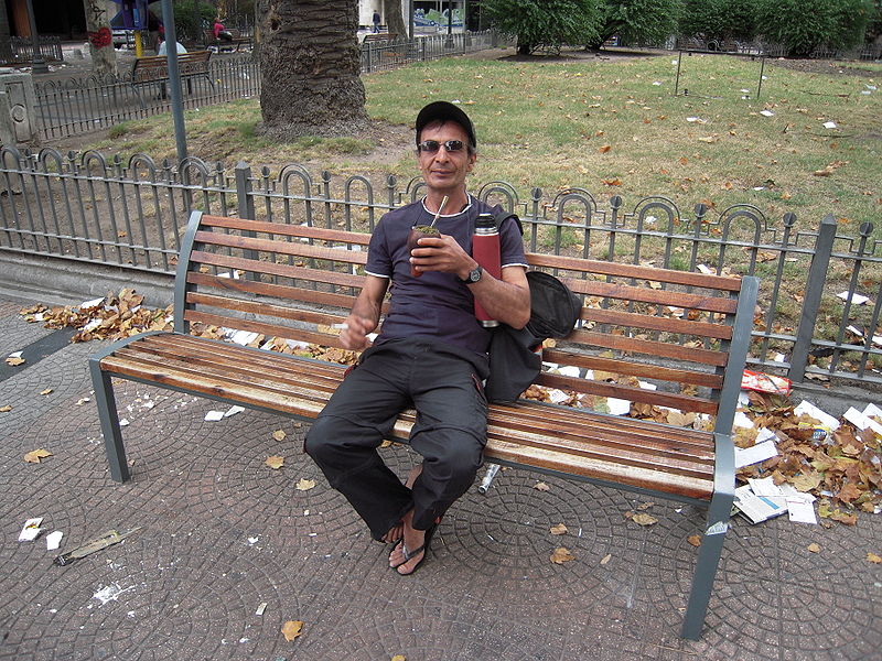 City dwellers enjoying their maté are a common sight on the streets of Montevideo, Uruguay