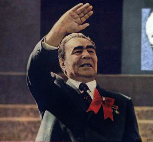 Brezhnev on the tribune of the Mausoleum during a Demonstration