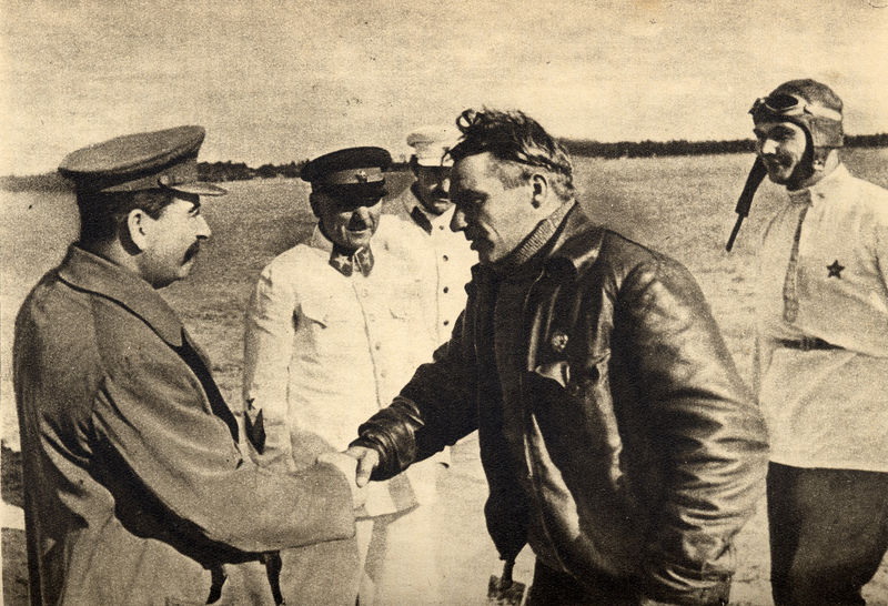 Chkalov, Stalin , and Belyakov. August 10, 1936