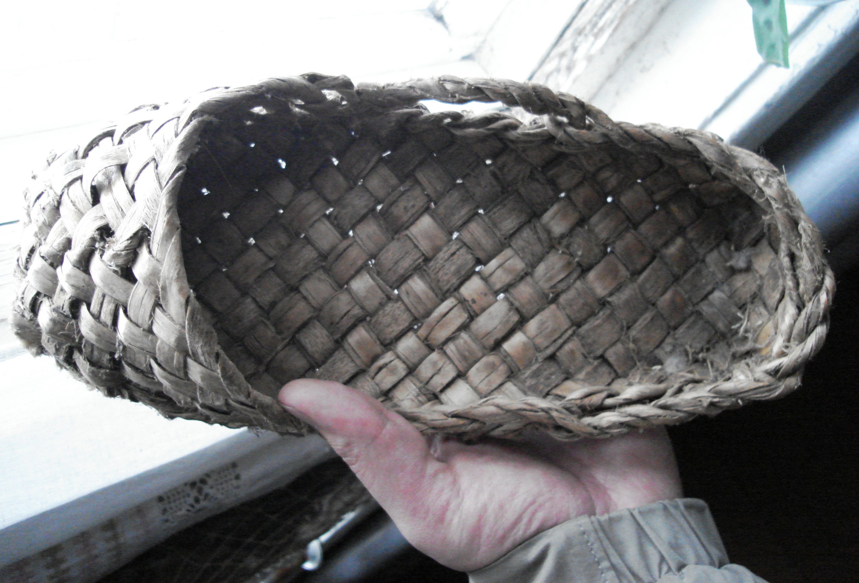 Women's bast shoes. Shoes like these were worn on the Pikshen collective farm until the mid-1950s
