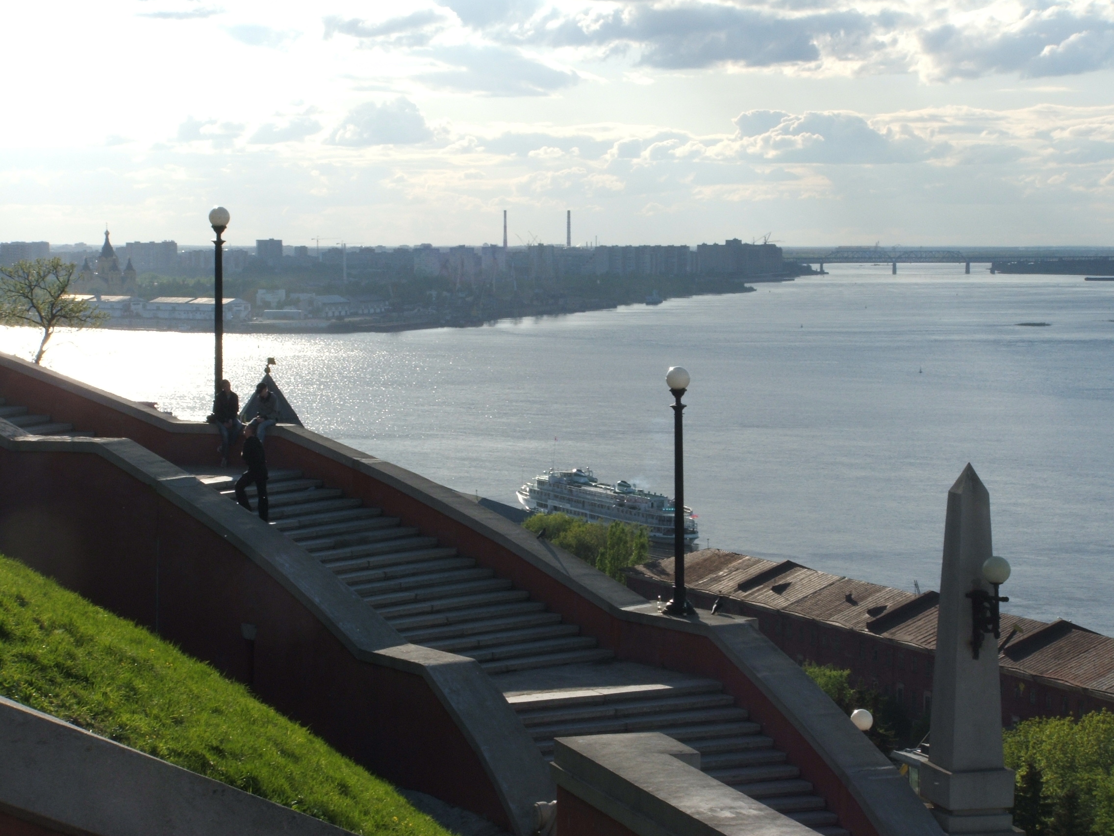 View of the Volga and Cape Strelka from the Chkalov Staircase