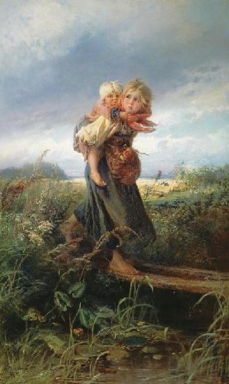Children Fleeing a Thunderstorm. K. E. Makovsky, State Hermitage Museum