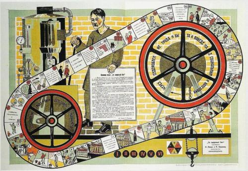 Soviet board game about the assembly line , 1926