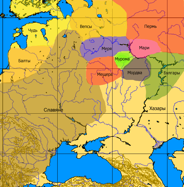 Finno-Ugric peoples of Eastern Europe and their neighbors at the outset of the formation of the first states in the region
