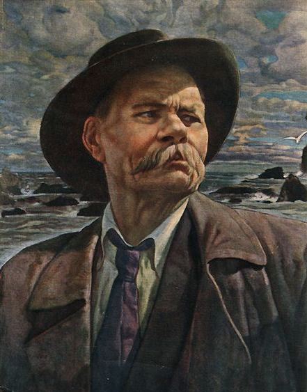 Gorky against the backdrop of the stormy petrels he immortalized in verse