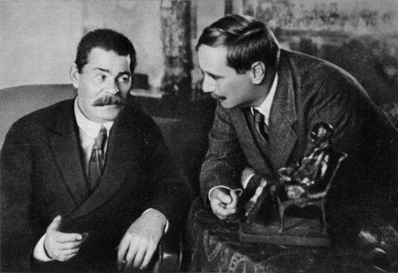M. Gorky and Herbert Wells. Petrograd. 1920