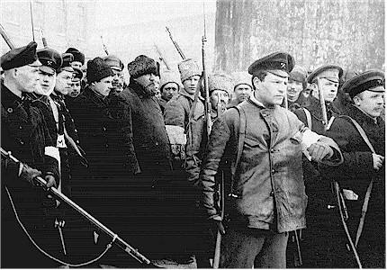 Arrest and escorting of disguised gorodovye. Photo by Ya.V. Steinberg. Petrograd. February 1917