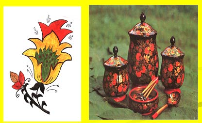 Fonovoye pis'mo (background painting): a golden pattern on a black or red background