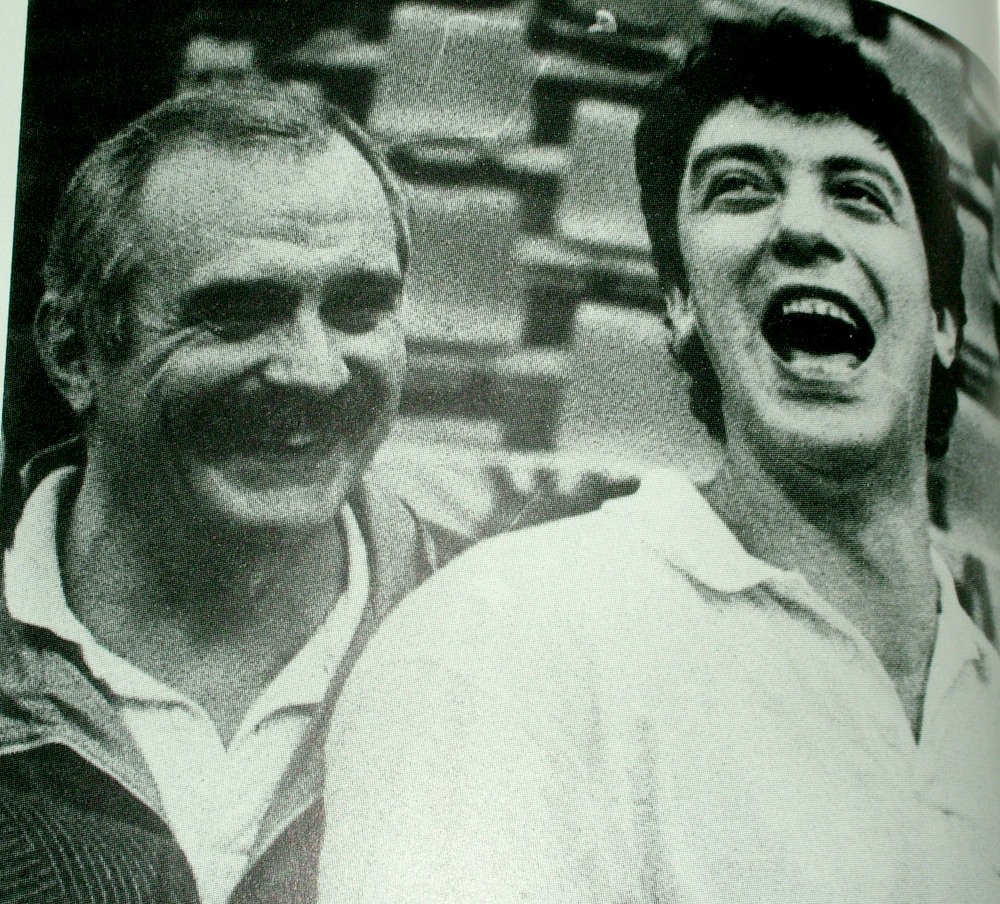 Nemtsov and Mikhalkov (on the left) on the tennis court. Photo by I. Soborover