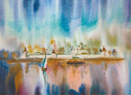 Makaryev Monastery. Painting by Orthodox artist Zanoga Vladimir