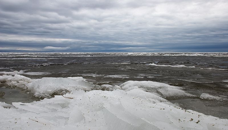 Рыбинское водохранилище в апреле