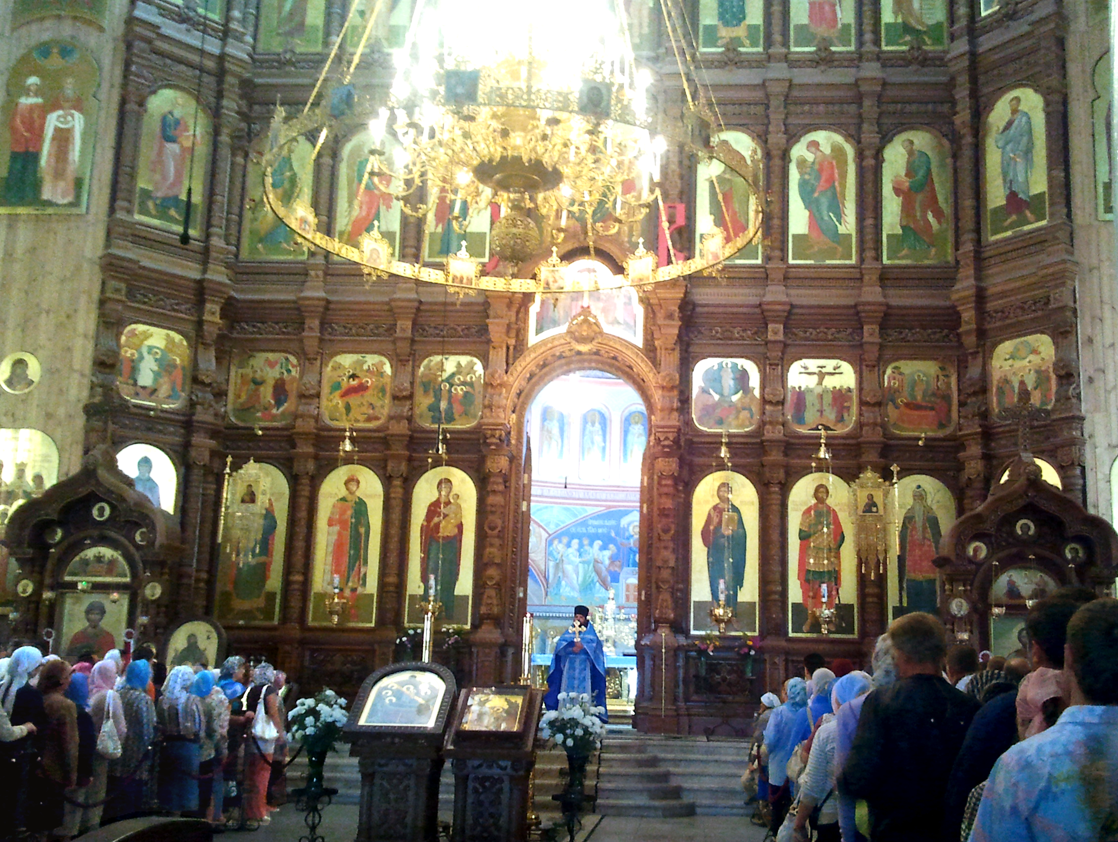 A service in progress. The interior of the Cathedral of Alexander Nevsky
