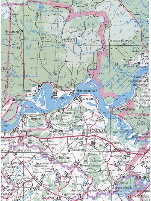 Map of the Vorotynsky District