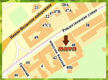 Directions to the Nizhny Novgorod "MATE Club". Rozhdestvenskaya Street, 40