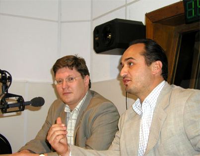 O. Kondrashov in the studio of the Mayak radio station