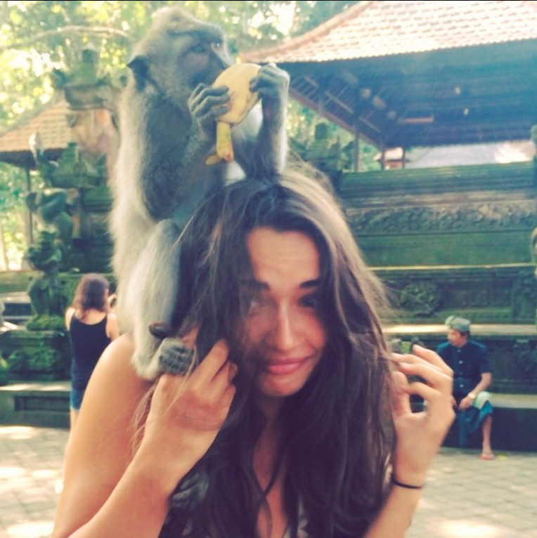 With a macaque