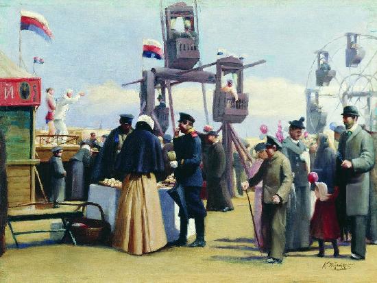 Moscow Fairground Booths. K. E. Makovsky, State Hermitage Museum