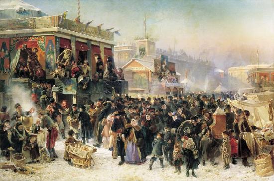 Folk Festivities During Maslenitsa on Admiralteyskaya Square in St. Petersburg. K. E. Makovsky, State Hermitage Museum