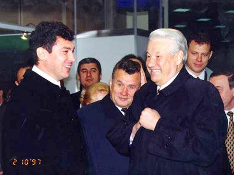 Governor of Nizhny Novgorod Region Nemtsov, Mayor of Nizhny Novgorod Ivan Petrovich Sklyarov , president of the Russian Federation First President Yeltsin