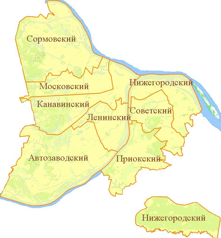 Карта районов Нижнего Новгорода