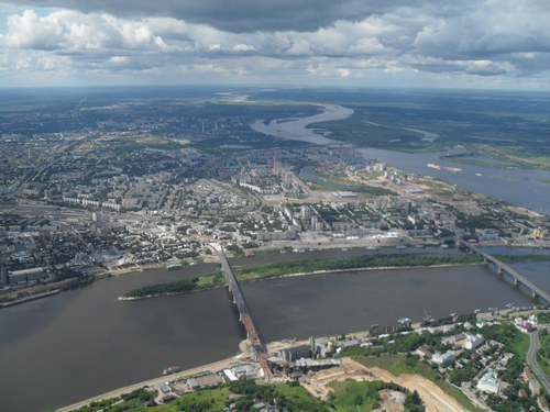 Bird's-eye view of the Zarechka part of Nizhny Novgorod