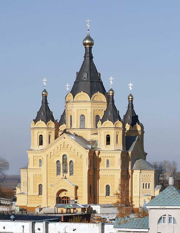 View of the Strelka . The Cathedral of the Holy Right-Believing Prince Alexander Nevsky