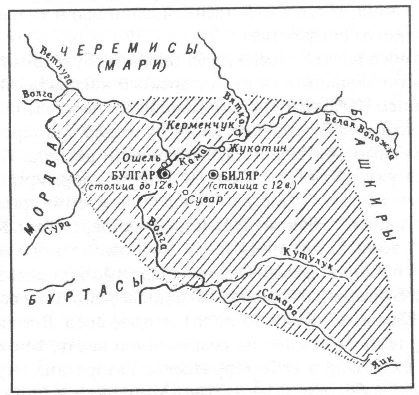 Areas of settlement of the peoples of the Volga region in the 10th century. The beginning of Russian colonisation of the region