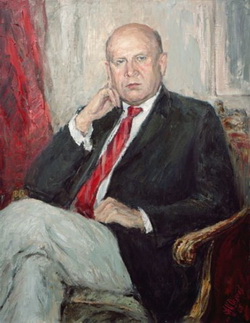 A standard artistic canvas depicting V.P. Shantsev