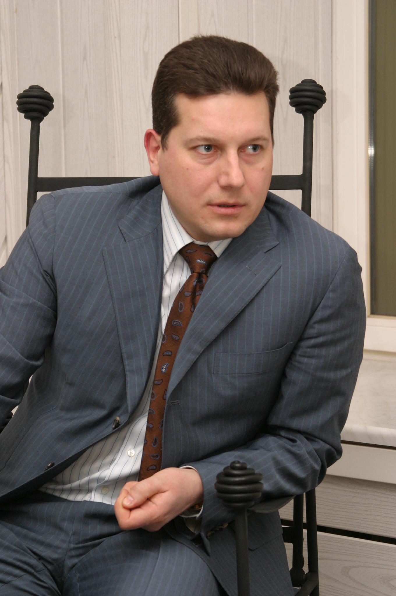 O. V. Sorokin during the filming of Buzmakova Valentina Petrovna 's programme "Politicheskaya Kukhnya"