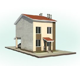 Townhouse, exterior of one section (development consisting of several sections)
