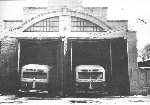 The trolleybus depot. In the early days. Depot manager — V. Ya. Deychman