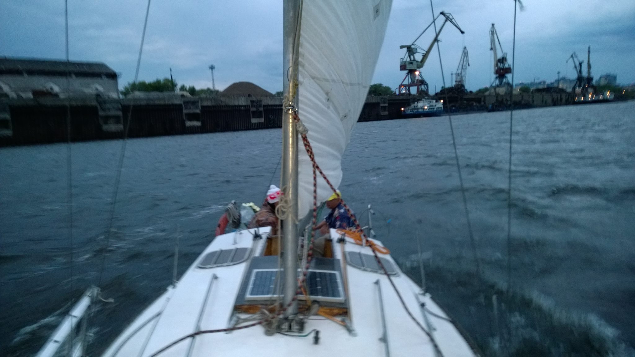 The best sailing trips happen in windy weather, so do not be put off by bad weather when arranging a trip. View of the old port at Strelka