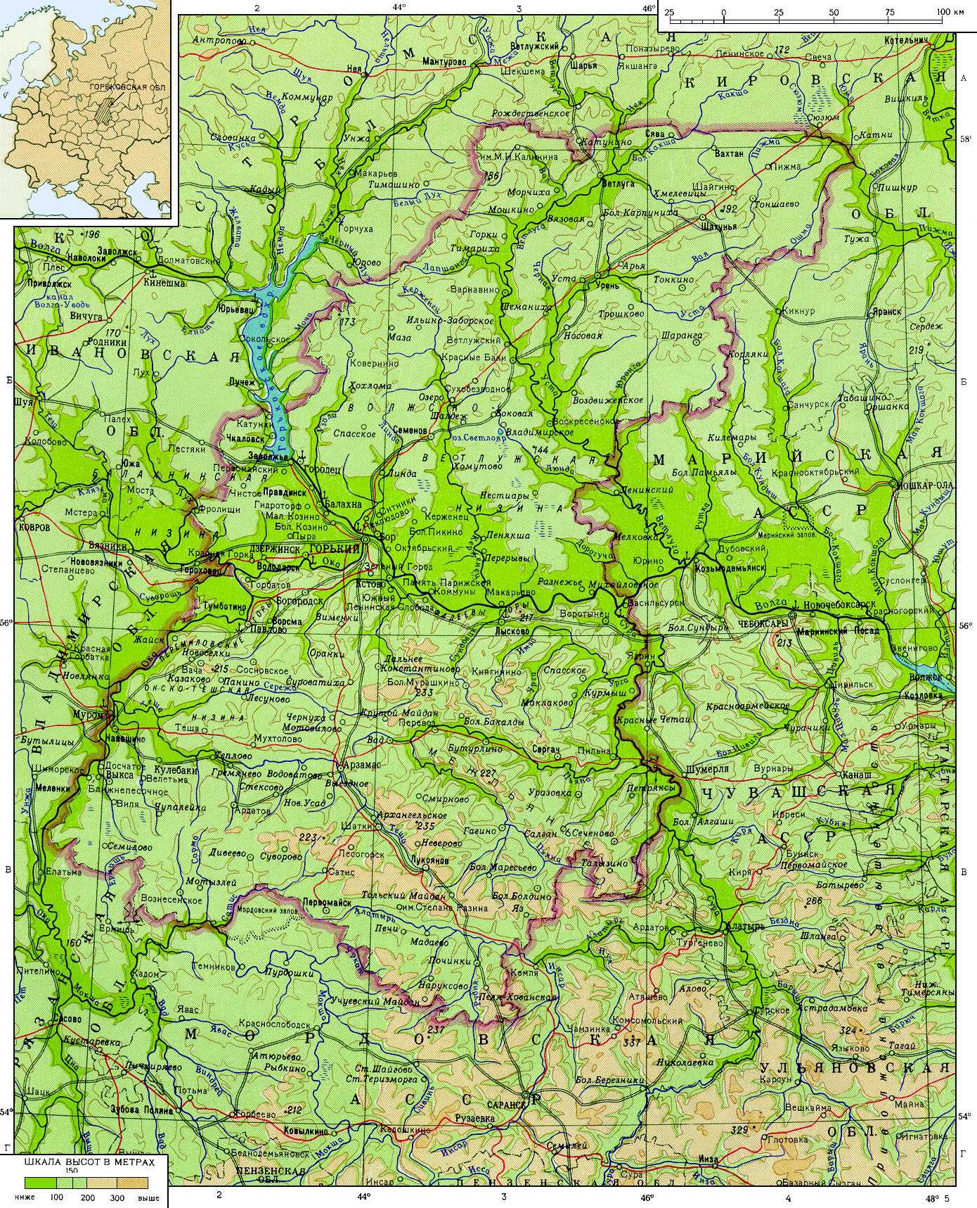 The Uzola River. Map of the Gorky ( Nizhny Novgorod Region ) Region