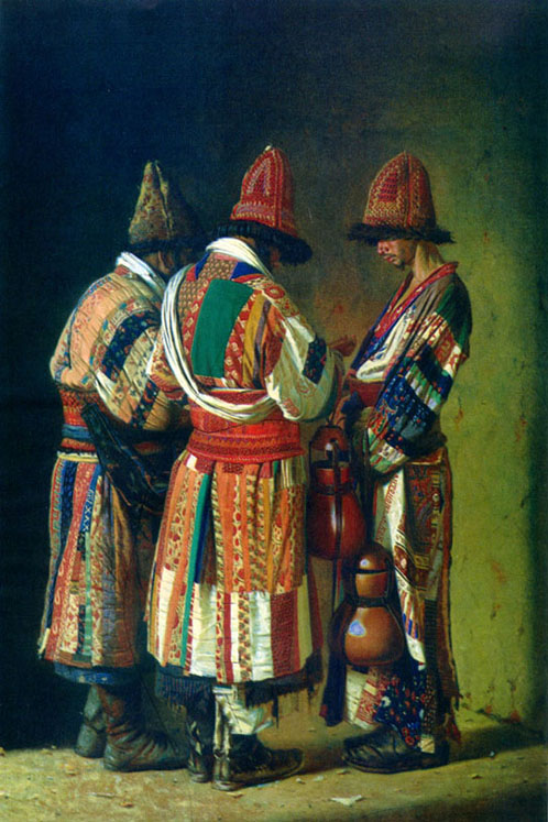 "Dervishes in festive attire." Artist Vasily Vereshchagin. Tashkent. 1869–1870