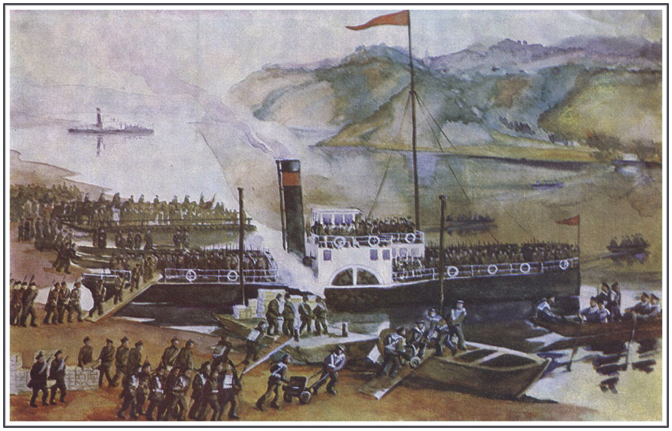 Transfer of Red Army units by the Volga Military Flotilla across the Belaya River near the city of Ufa, and artillery battery bombardment of the Whites. June 9–19, 1919