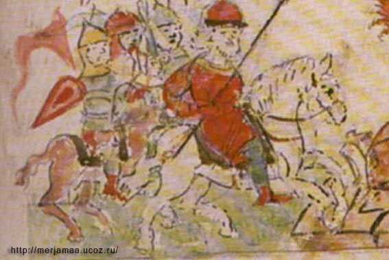 Vladimir sets out on a campaign against the Vyatichi. A miniature from the Radziwill Chronicle