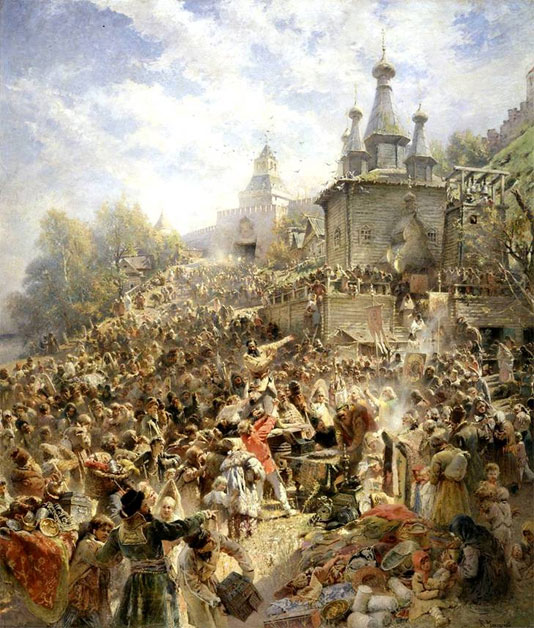 Painting by K. E. Makovsky « Kozma Minin on the People's Unity Square of Nizhny Novgorod , calling on the people to donate». Nizhny Novgorod State Art Museum