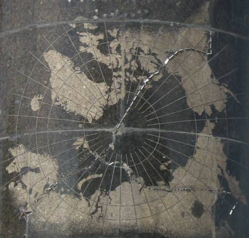 A map engraved on the monument's pedestal. Routes of legendary flights Valery Chkalov The routes to the Far East and across the North Pole to America are marked on the pedestal wit