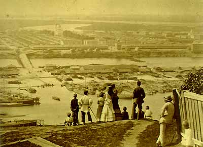 View of the Nizhny Novgorod Yarmarka from Grebeshok) . 1870s. Karelin , Nizhny Novgorod Museum of History and Architecture