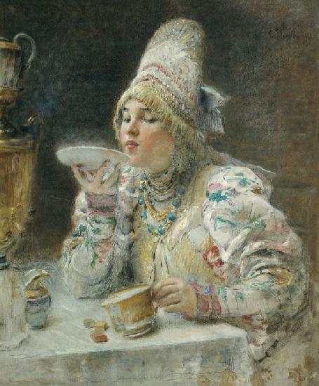 Taking Tea. K. E. Makovsky, State Hermitage Museum