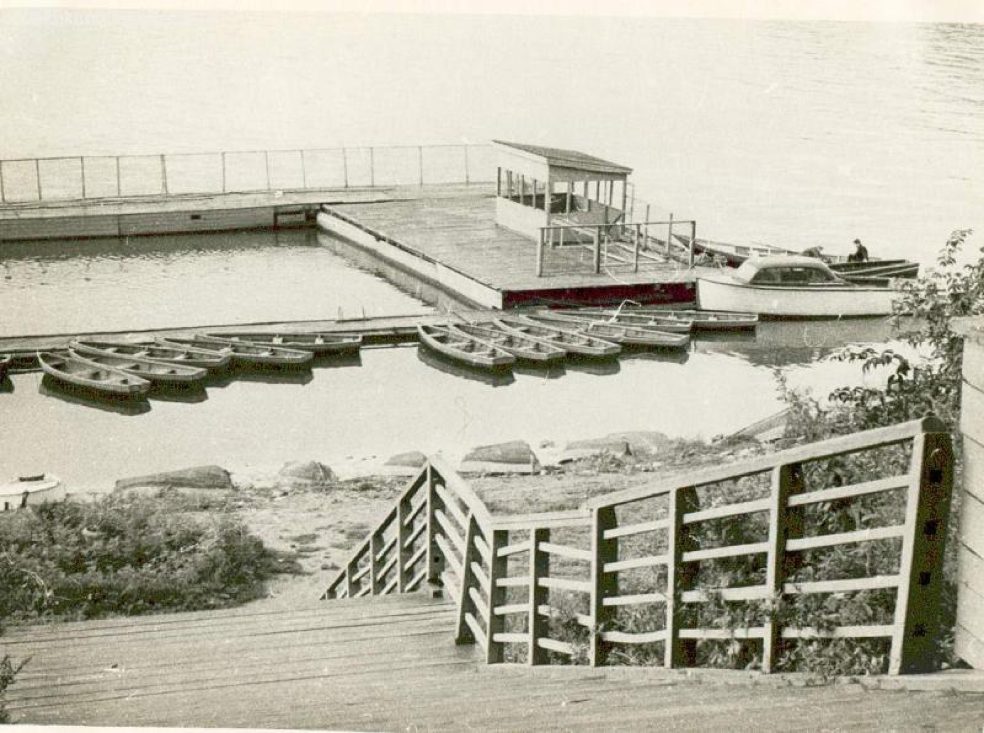 Boat station, mooring, river, 1960s