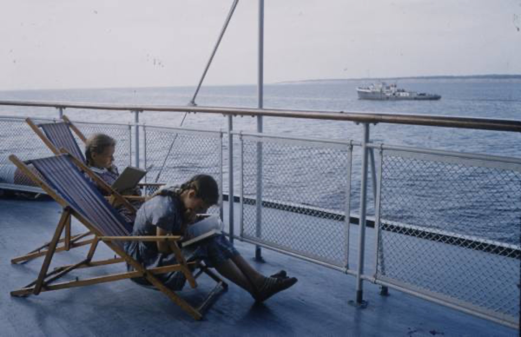 Relaxing on the ship's deck