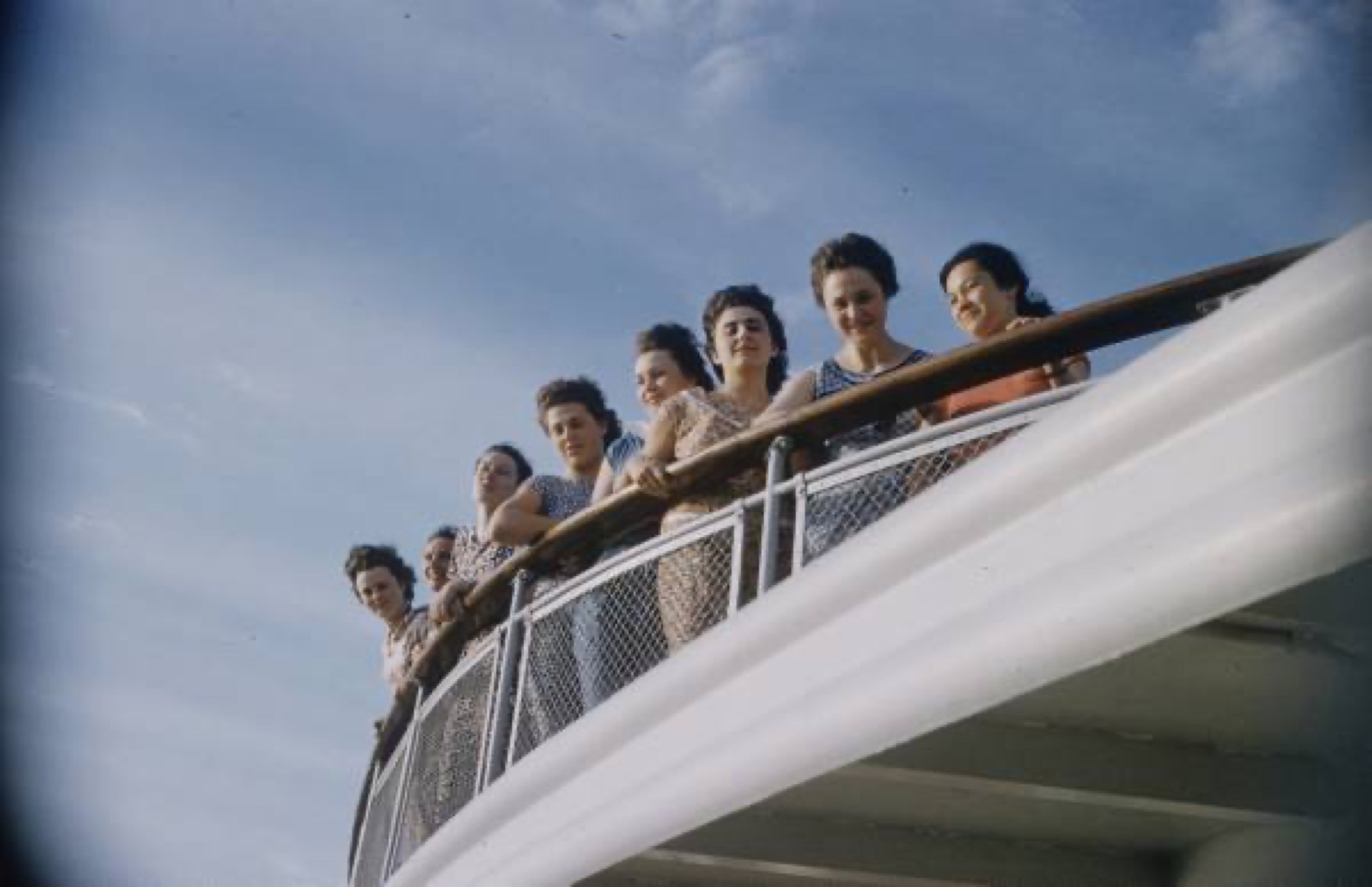 Women on the steamship's deck