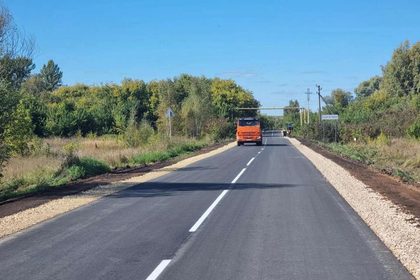 Отремонтированный участок дороги Ужовка — Ризоватово — Мадаево