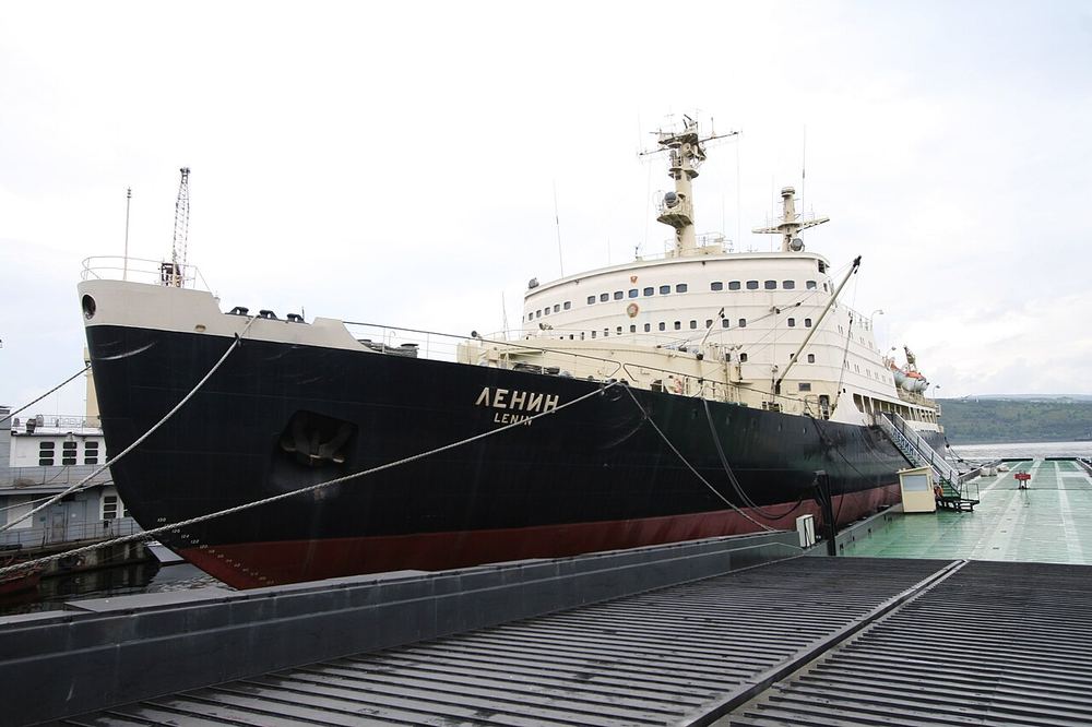 The Lenin, the world's first nuclear-powered surface ship, whose reactor plant was designed by OKBM in Gorky; now a museum ship in Murmansk