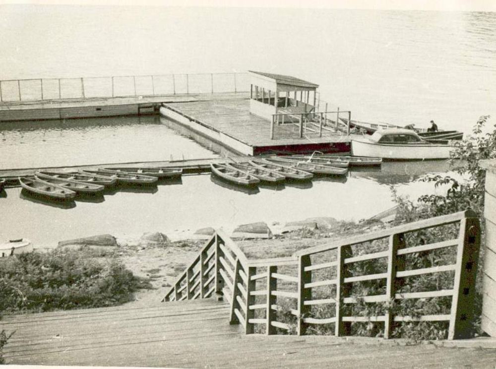 Boat station, mooring, river, 1960s