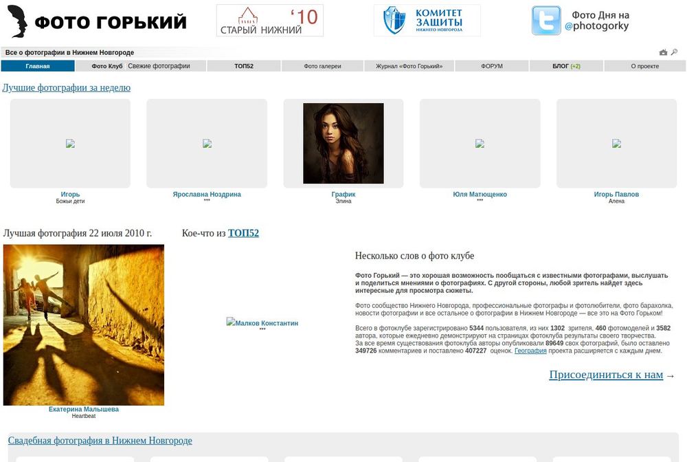 Главная страница сайта «Фотогорький»