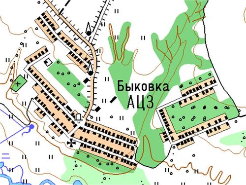 Bykovka. A modern map
